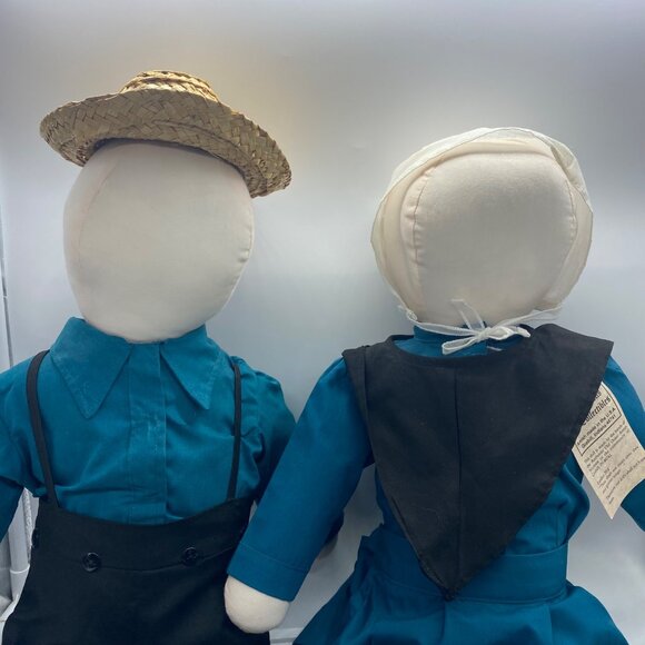 Vtg Katie's Amish Dolls Set Boy Girl Authentic Attire 23" USA Handmade Old Order - Picture 2 of 10